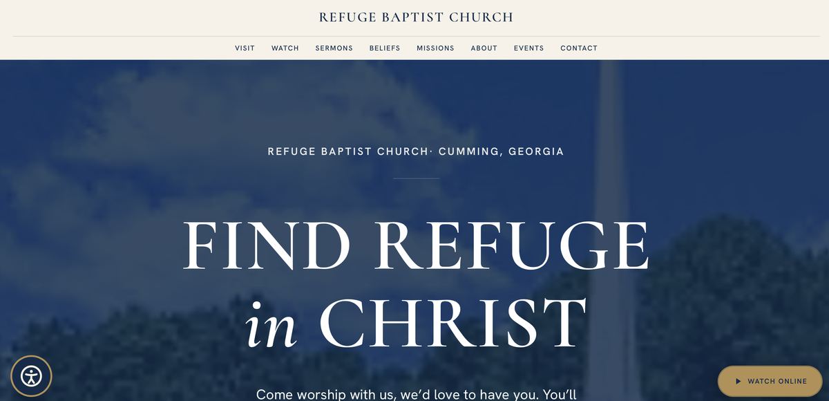 After: concept redesign of a regional church's website homepage