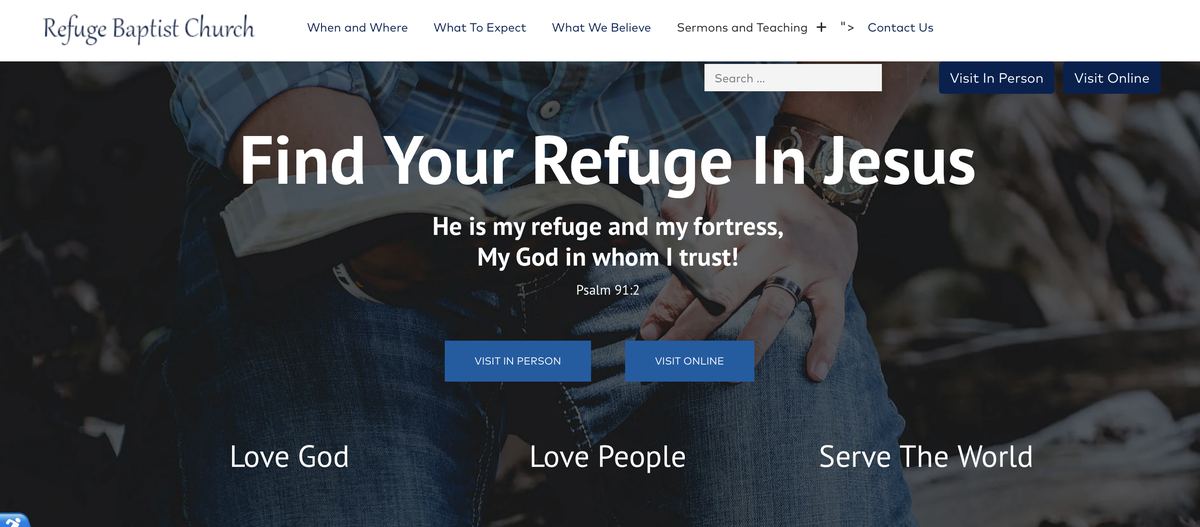 Before: a regional church's original website homepage
